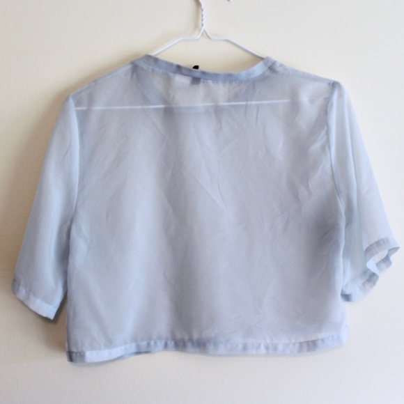 H&M Divided Sheer Blue Chiffon Cropped Shirt - Picture 2 of 3